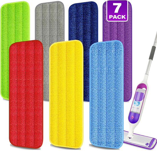 7 Count Reusable Microfiber Mop Pads for Swiffer PowerMop - MEXERRIS Microfiber Wet Pads Refills PowerMop Pads Machine Washable Hard Wood Floor Mop Pads Replacement for 13''-15'' Spray Wet Mops