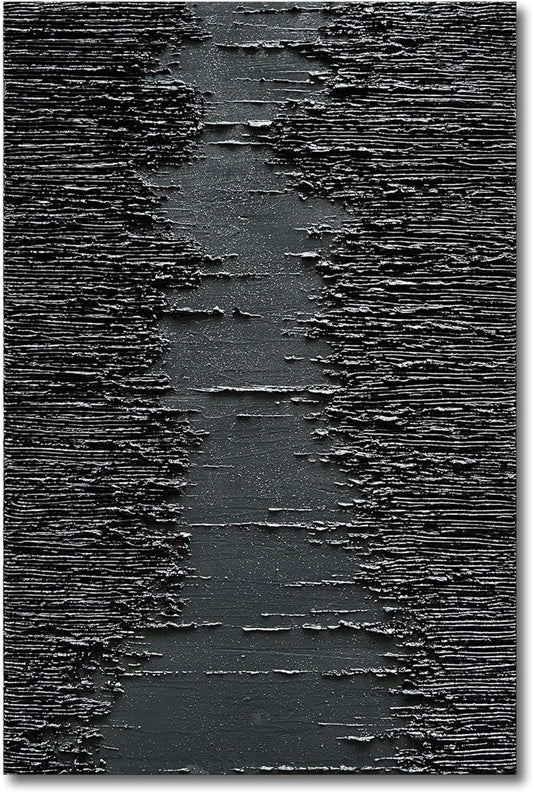 NANKAI Art Hand-Painted Thick Texture Black Minimalist Oil Painting 45x30 Inchs Texture Abstract Painting Home Wall Decorative Art