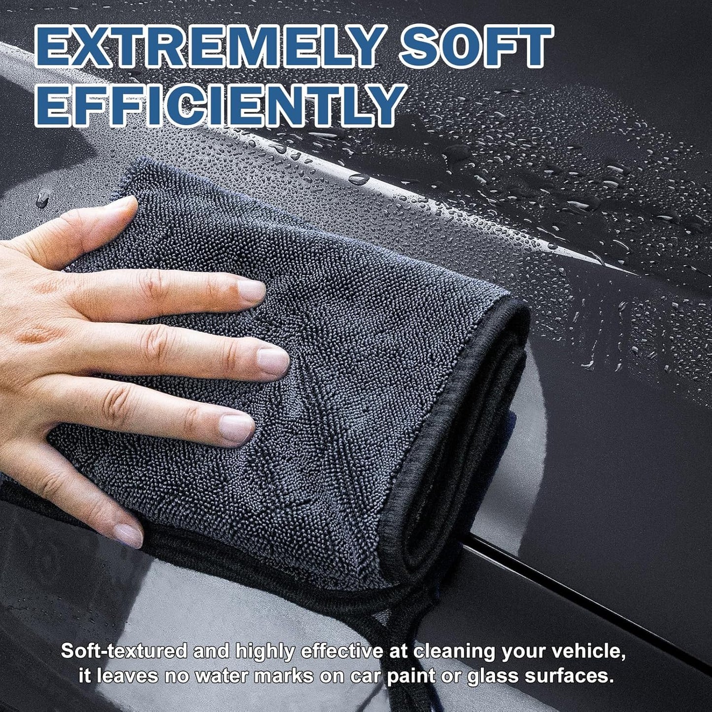 Navona 5-Pack 600GSM Professional Microfiber Car Drying Towels - Ultra Absorbent, Scratch-Free, Lint-Free (23.6" x 15.7") for Auto Detailing & Car Wash and Household Use.