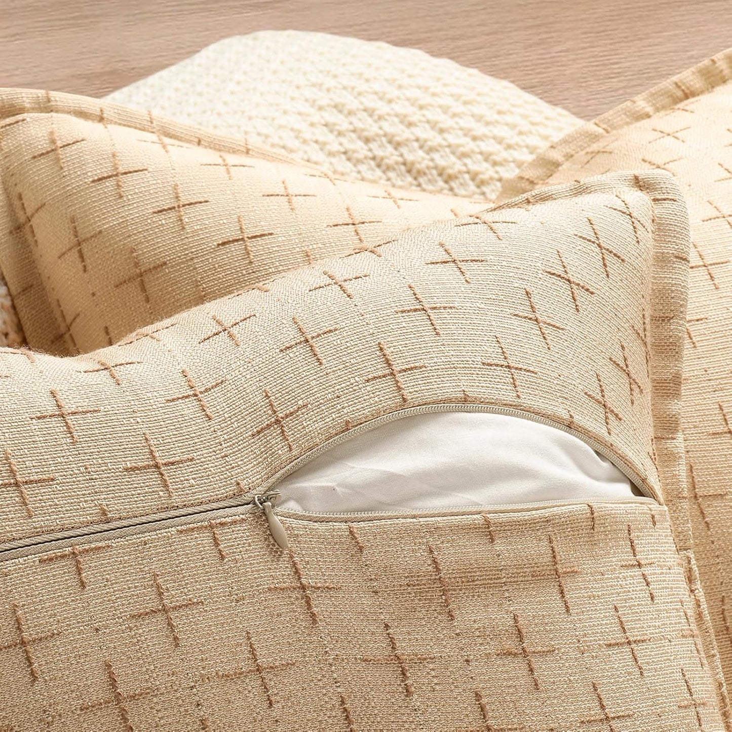 ZWJD Pillow Covers 26x26 Set of 2 Soft Polyester Textured Pillow Covers with Stylish Flange Edge Cozy Farmhouse Throw Pillows for Couch Bed Sofa Living Room