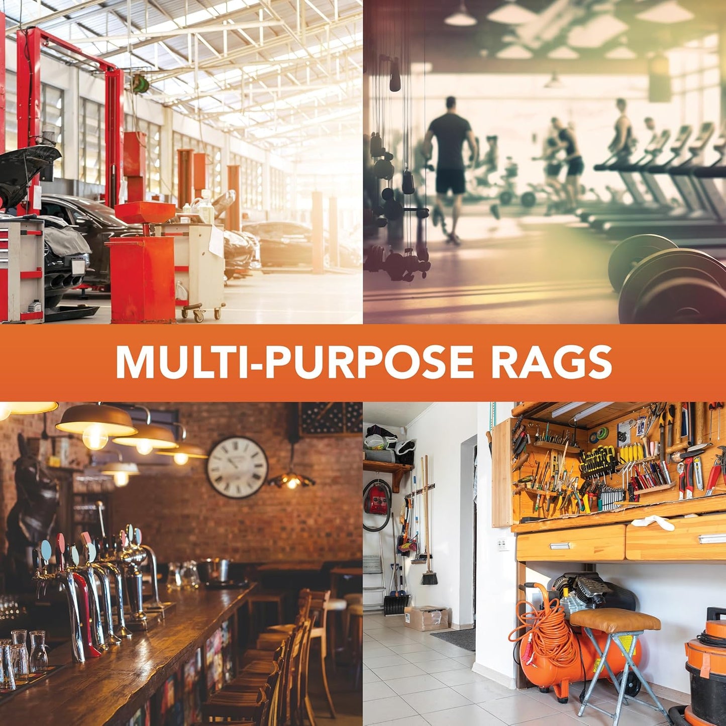 Arkwright W11 Terry Cloth Towels for Cleaning - Pack of 8 - Soft Cotton Blend Washable Multi-Purpose Bar Mop, Absorbent & Quick Dry, Bulk Bag of Rags for Kitchen, Auto Shop, and Garage, 5 lb, White