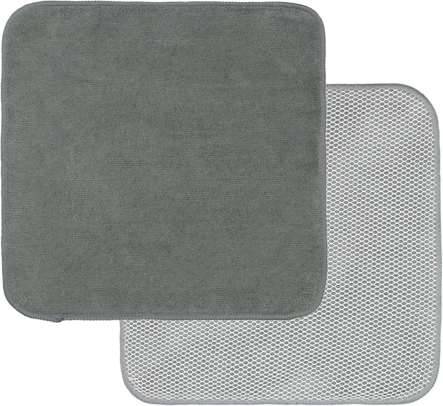 Microfiber Dish Cloths Fast Drying Kitchen Cleaning Cloth Dish Rags Dust Cloths Ultra Absorbent Lint Free Washcloths with Poly Scrub Side 12inch x 12inch 8 Pack (Gray)