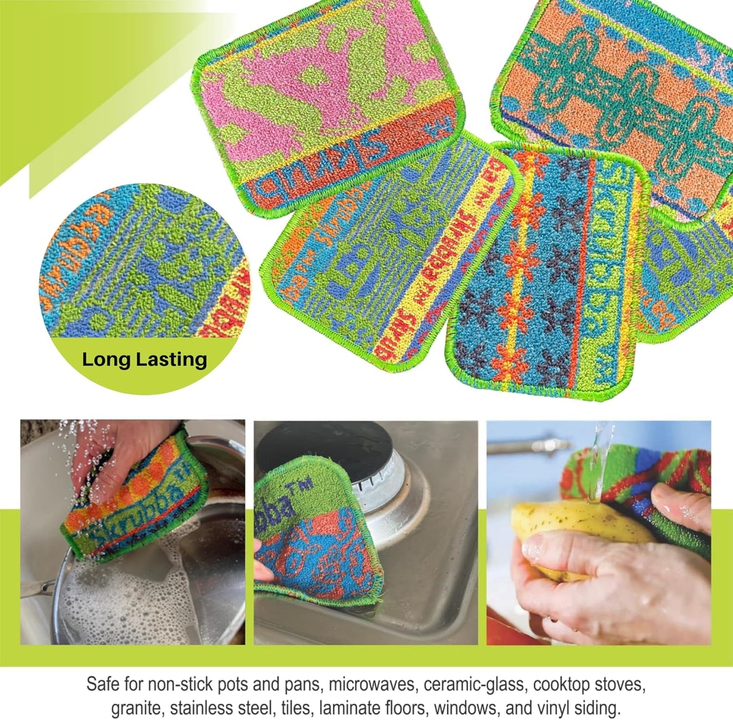 Wet-It Skrubba Non-Scratch Scouring Pad – European Scrubby Sponge for Kitchen, Dishes, Pots, Pans, Glass & Cookware – Durable Reusable Pad with RV Camper Design