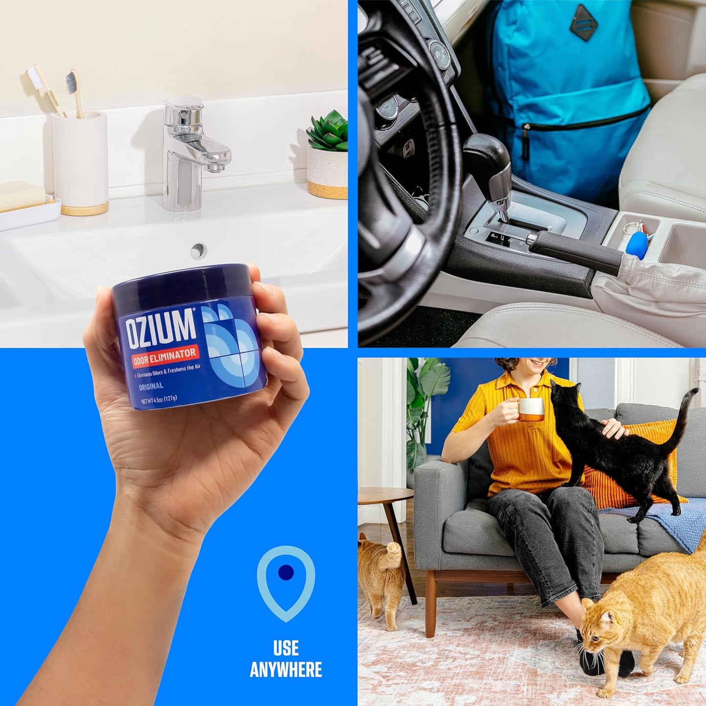 Ozium 8 Oz. Odor Eliminating Gel 6 Pack for Homes, Cars, Offices and More, 6 Pack