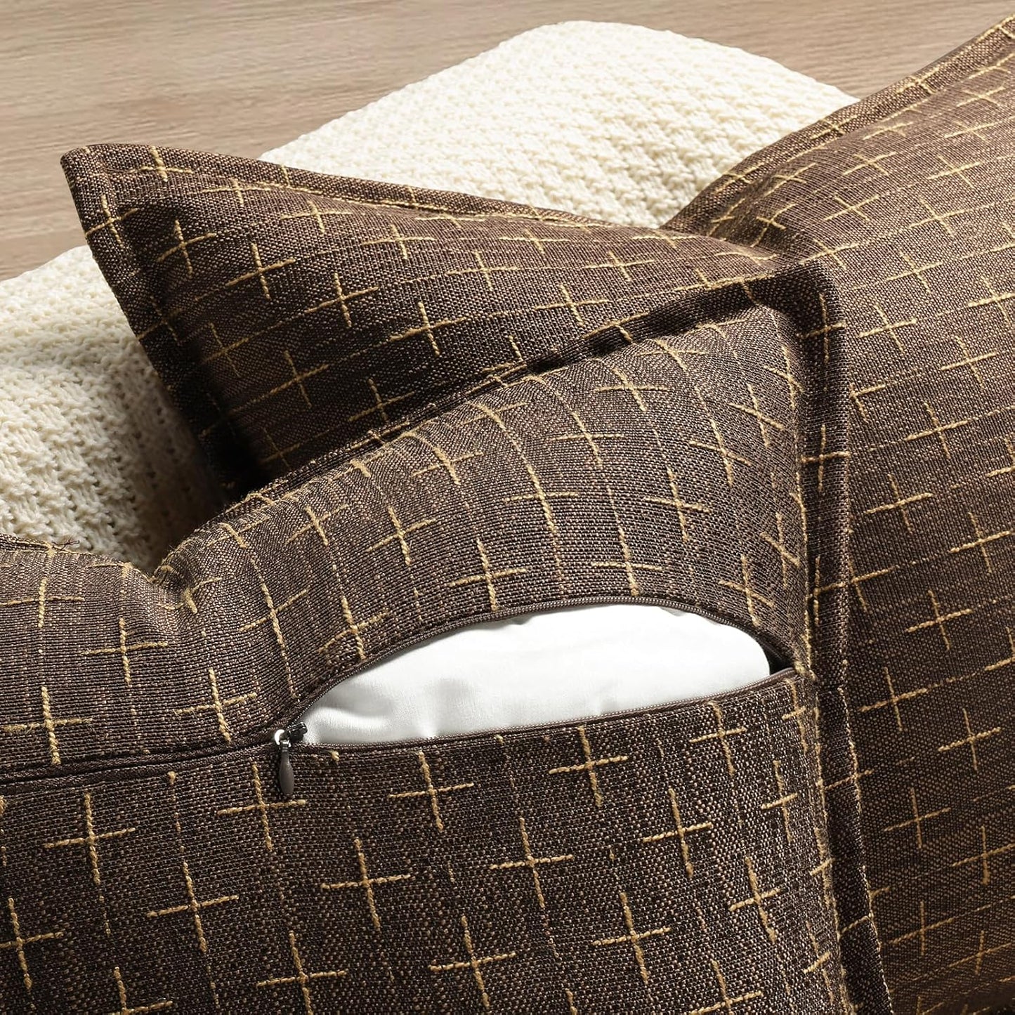 ZWJD Pillow Covers 26x26 Set of 2 Soft Polyester Textured Pillow Covers with Stylish Flange Edge Cozy Farmhouse Throw Pillows for Couch Bed Sofa Living Room