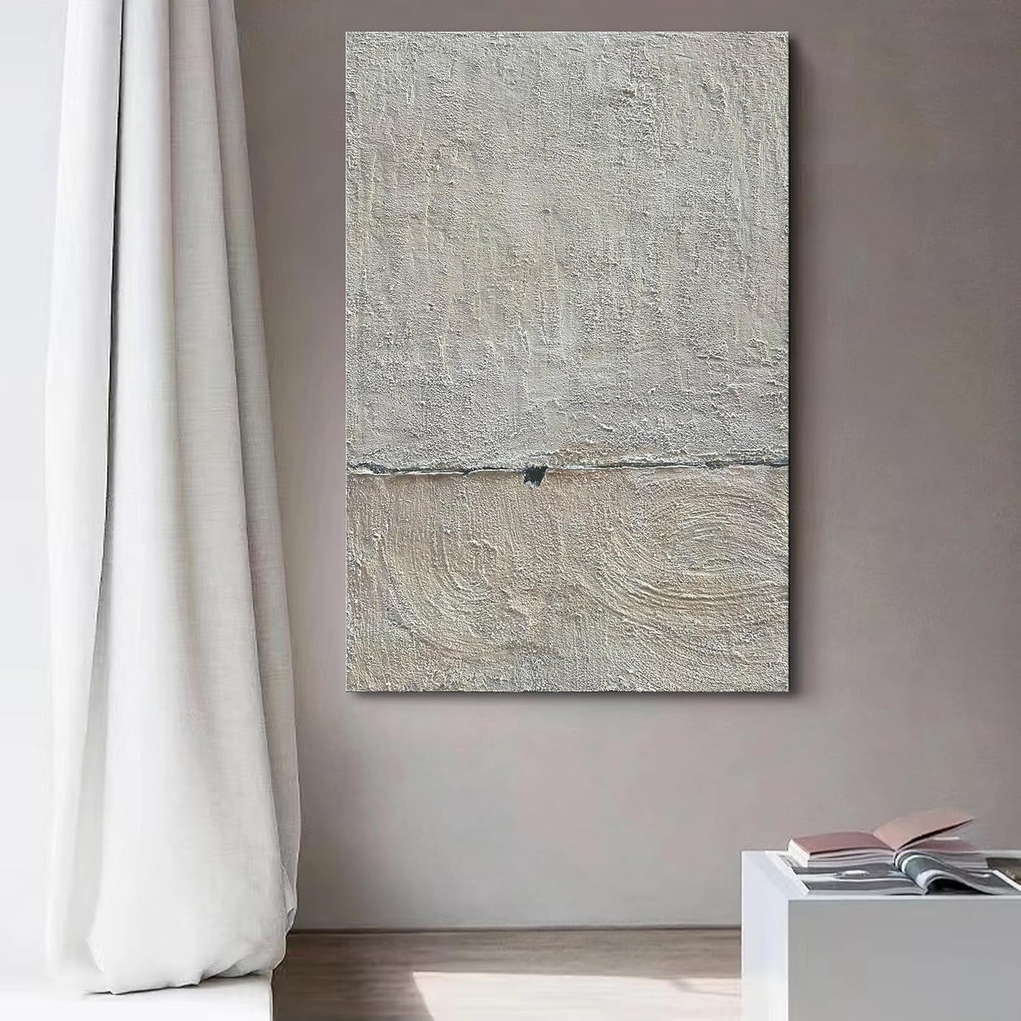 NANKAI Hand painted Minimalist Black and White art canvas Abstract Oil painting 36x24 inch wall decorative art