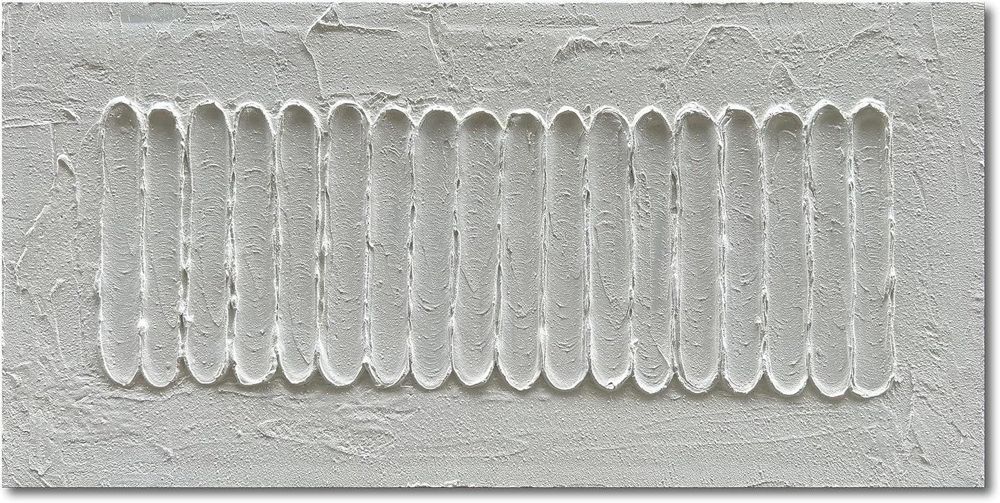 NANKAI Art 24x48 Inchs White Minimalist Art Oil Painting Hand Painted Thick Texture Abstract Painting Home Wall Decorative Art