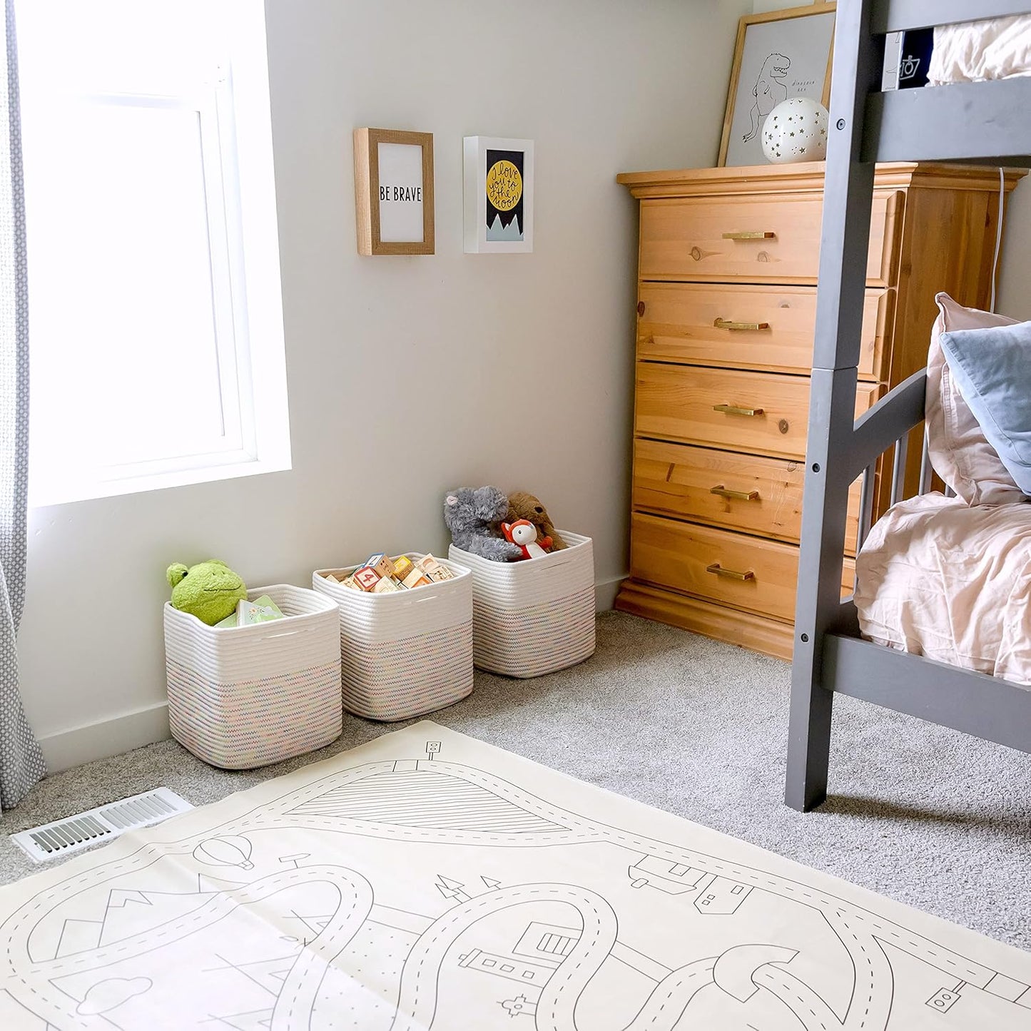 NaturalCozy Storage Cubes 11 Inch Cotton Rope Woven Baskets for Organizing, 3-Pack | Cube Storage Bin | Square Storage Baskets for Shelves Organizer, Classroom, Kids Toy Bins, Closet, Baby Nursery