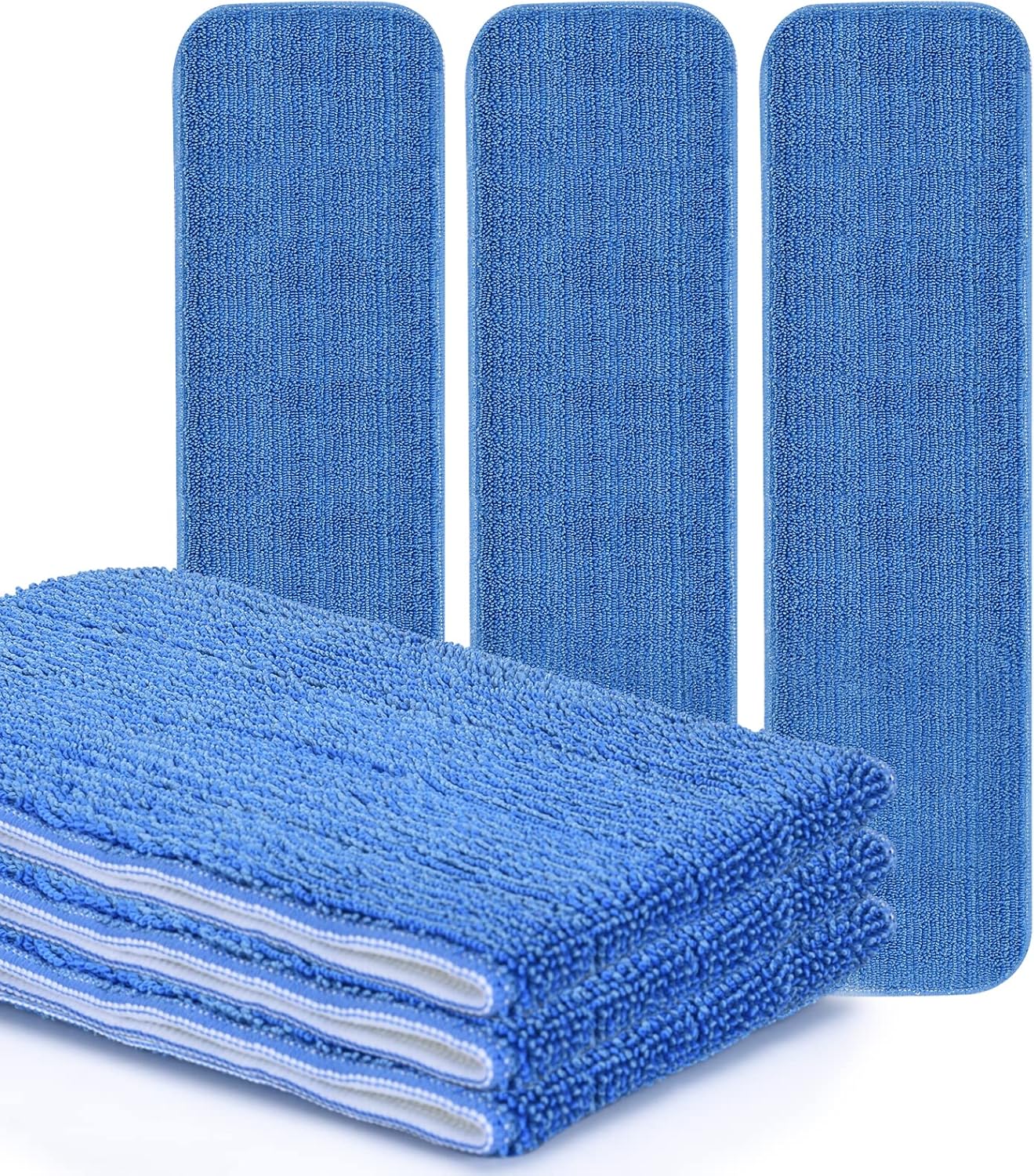 Matthew 18'' Microfiber Spray Mop Replacement Pads Heads for Wet Dry Reusable Mops Floor Home Commercial Cleaning Refills, Machine Washable Fits Compatible with Bona Mop&Most Spray Mops Blue (3 Pack)