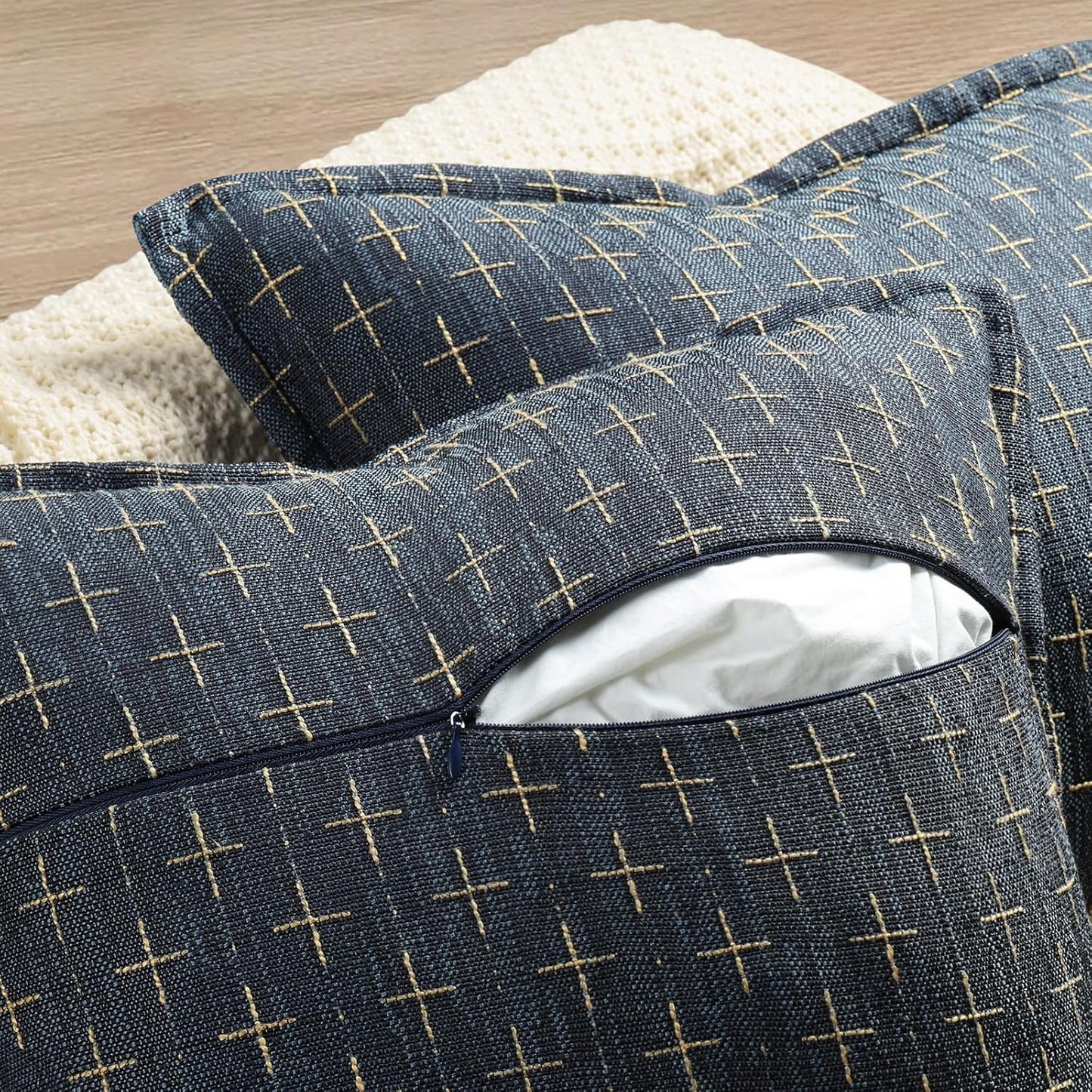 ZWJD Pillow Covers 26x26 Set of 2 Soft Polyester Textured Pillow Covers with Stylish Flange Edge Cozy Farmhouse Throw Pillows for Couch Bed Sofa Living Room