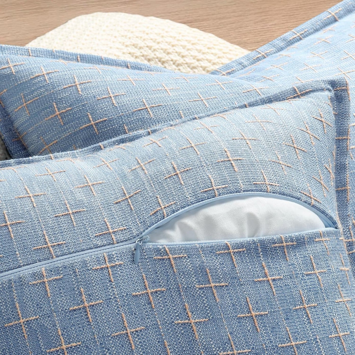 ZWJD 12x20 Pillow Covers Set of 2 Soft Polyester Textured Pillow Covers with Stylish Flange Edge Cozy Farmhouse Throw Pillows for Couch Bed Sofa Living Room