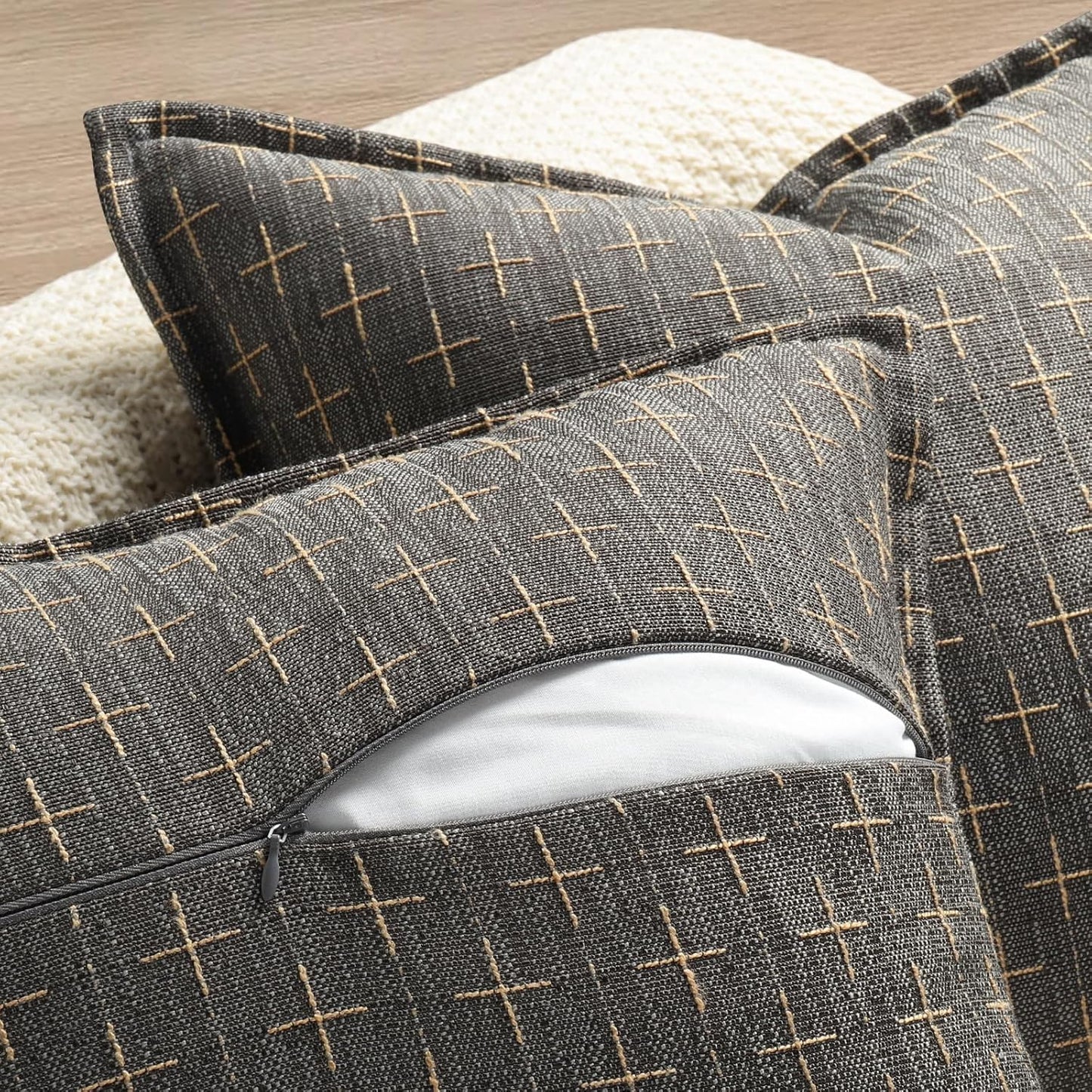 ZWJD Pillow Covers 20x20 Set of 2 Soft Polyester Textured Pillow Covers with Stylish Flange Edge Cozy Farmhouse Throw Pillows for Couch Bed Sofa Living Room