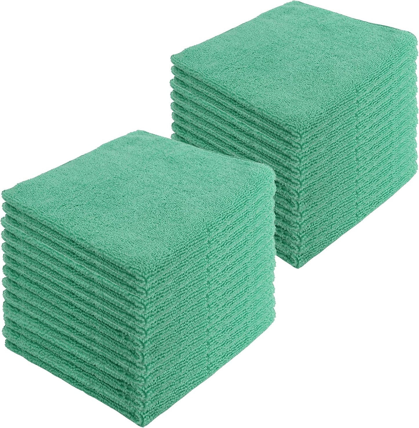 Microfiber Cleaning Cloths,24 Pack, 16"x16", All-Purpose, Softer, Highly Absorbent, Lint-Free, Reusable, Washable Pro Towels, Green, for House, Kitchen, Bathroom, Car, Office