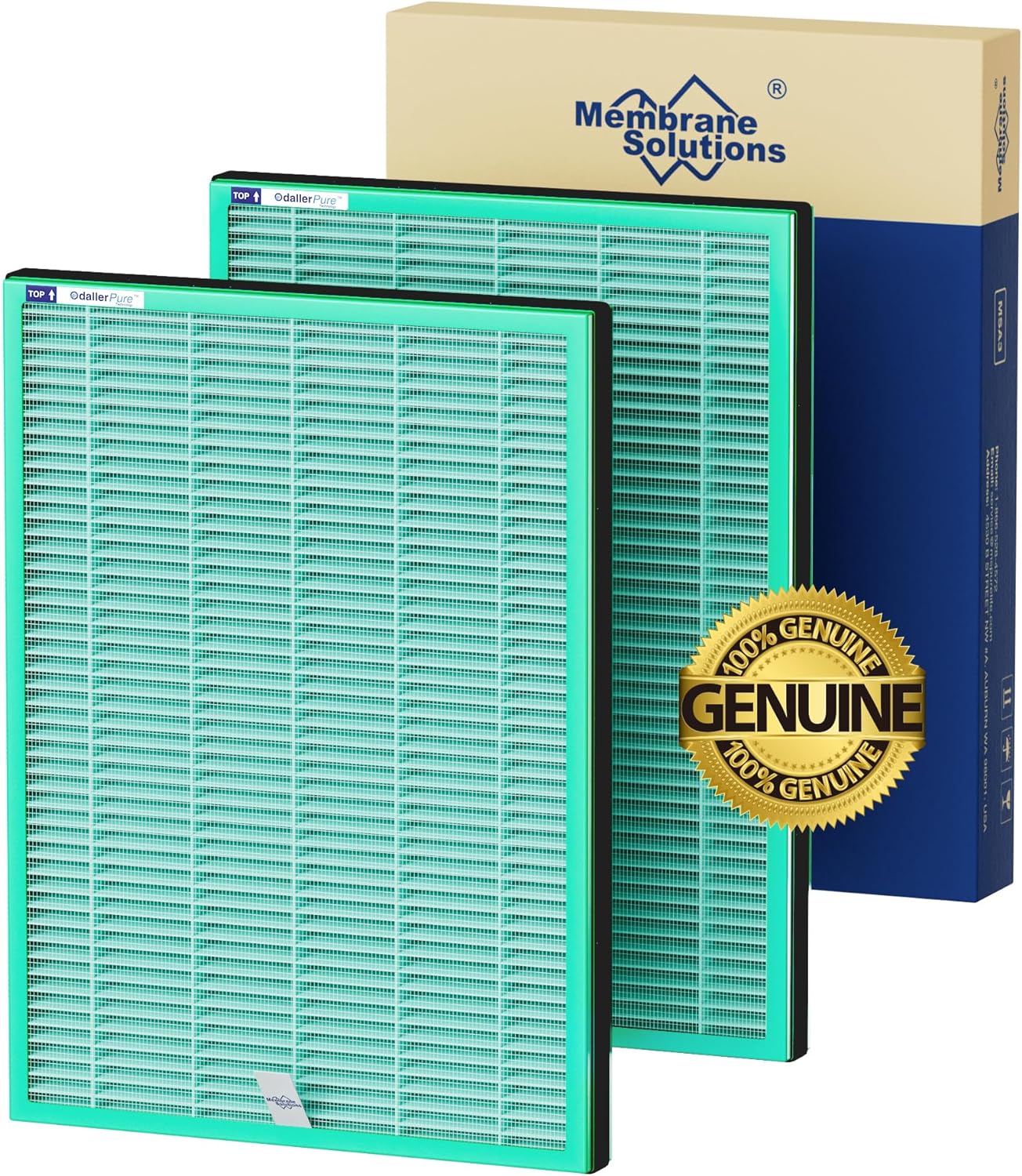 Membrane Solutions MSA3/MSA3S Genuine Pet Odor Removal Air Purifier Filter Replacement 2 Pack, Upgraded 4-in-1 H13 True HEPA Filter with OdallerPure Technology
