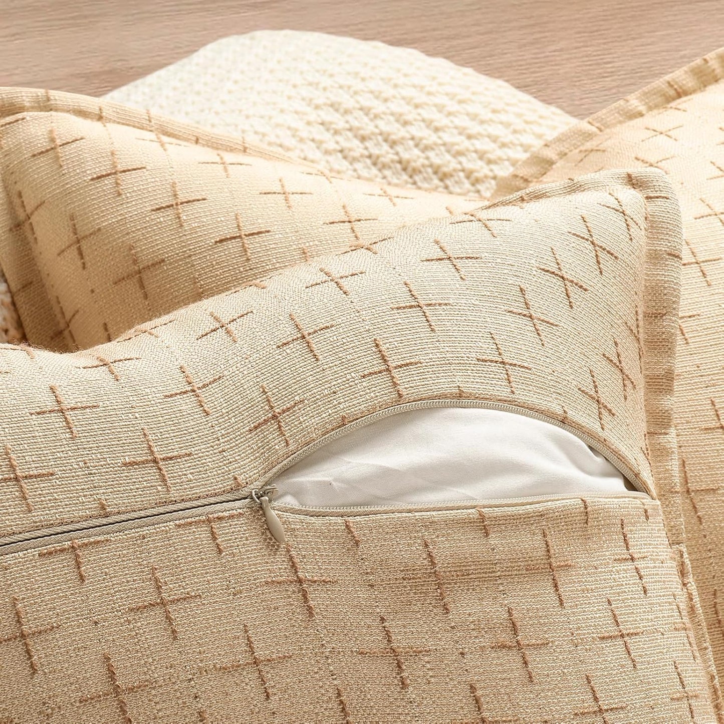 ZWJD 12x20 Pillow Covers Set of 2 Soft Polyester Textured Pillow Covers with Stylish Flange Edge Cozy Farmhouse Throw Pillows for Couch Bed Sofa Living Room