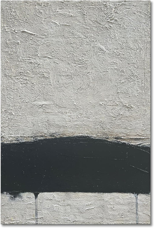 NANKAI Hand-painted Minimalism Black and Gray Art Oil painting Canvas Abstract Oil Painting Wall Art 36x24 Inch Home Wall Decoration