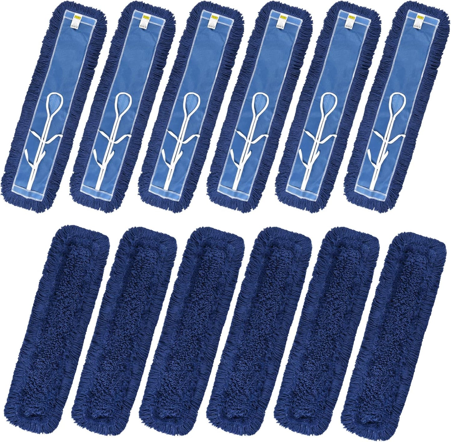 Matthew Cleaning 36'' Industrial Strength Cotton Dust Mop Refill Washable Replacement Heads for Residential & Commercial Use Fit Standard Dust Mop Frames, Hardwood, Laminate, Concrete Floors 12 Pack