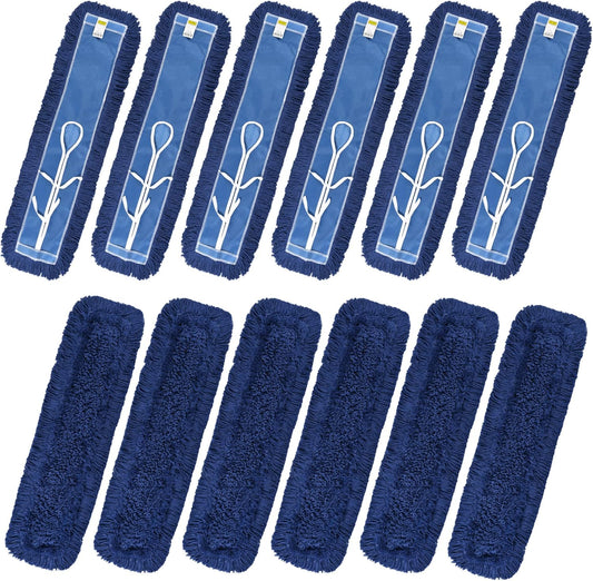 Matthew Cleaning 36'' Industrial Strength Cotton Dust Mop Refill Washable Replacement Heads for Residential & Commercial Use Fit Standard Dust Mop Frames, Hardwood, Laminate, Concrete Floors 12 Pack