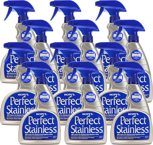 HOPE'S Perfect Stainless Steel Cleaner and Polish, 22-Ounce, Streak-Free Self-Polishing Formula, Blocks Fingerprints, Pack of 12