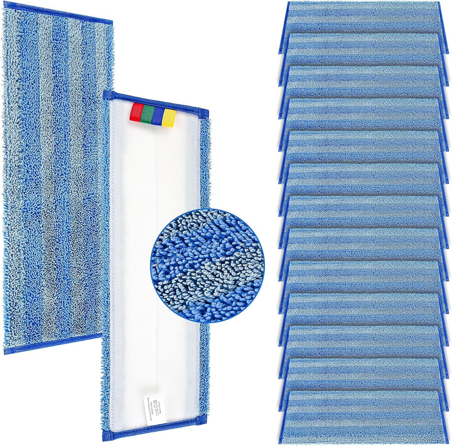 Replacement Microfiber Mop Pad – Universal 17-18" Heavy Duty Reusable Refill – Thick Commercial Cleaning Pad for Wet & Dry Use (15 Pack - 18in Flat Mop Head (Trapezoid))