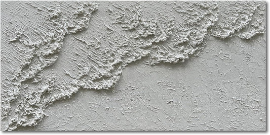 NANKAI Hand Painted White Minimalist Art Painting Ocean Waves Abstract Canvas Oil Painting Home Wall Decoration Art 24x48 Inchs