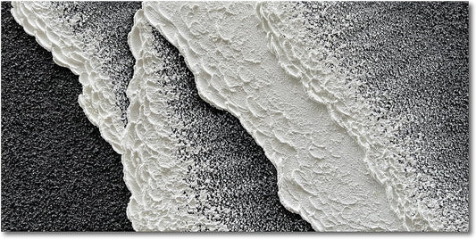 NANKAI Hand Painted black and white abstract canvas art oil painting waves landscape home wall decoration painting 24x48 inches