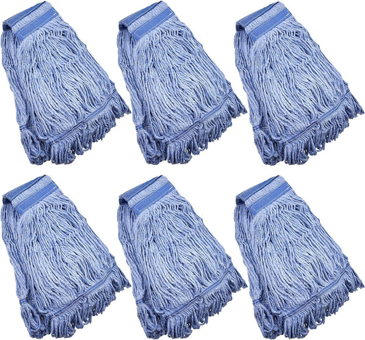 Mop Head Replacement Commercial Heavy Duty String Blue Wet Mop Heads for 3 Typs Commercial Mop Handle(6,Medium,Weight 16oz)