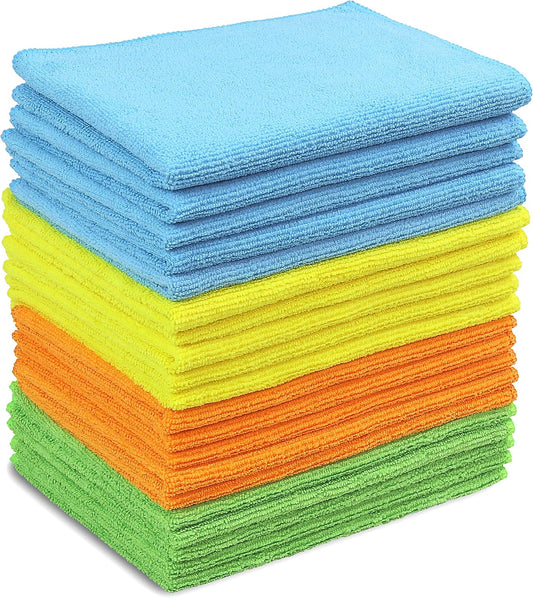 Simple Houseware Microfiber Cleaning Cloth 20 Pack, 12" x 16", 4 Colors